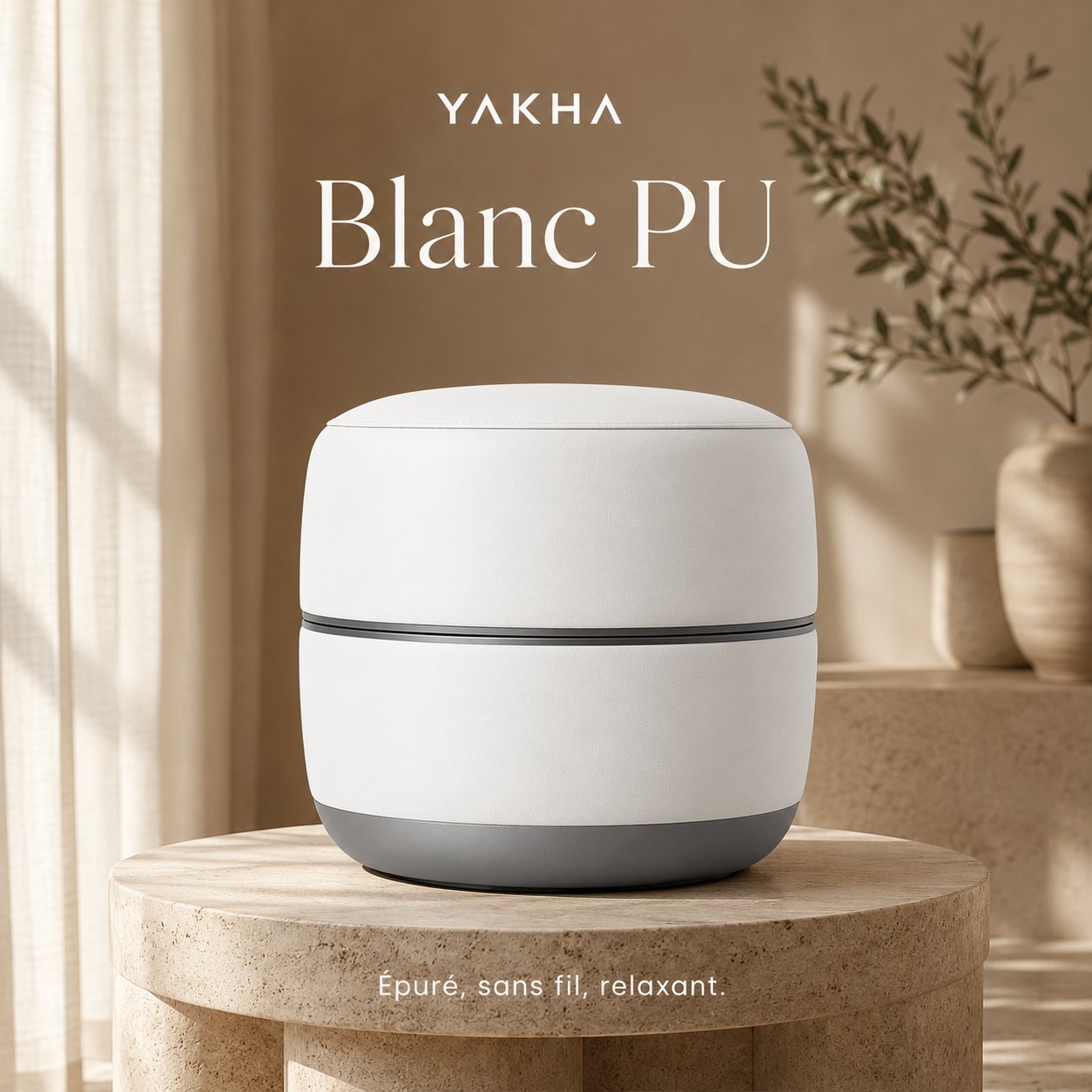 Pouf de réflexologie Yakha — coloris Blanc PU